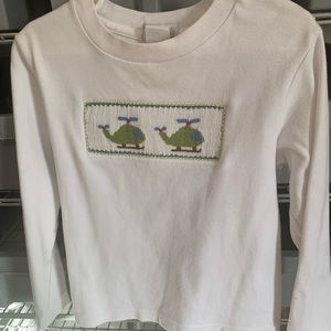 Silly goose hand smocked long sleeve helicopter tee